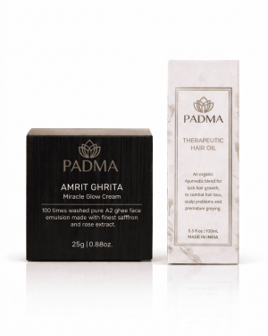Root to Radiance Set Therapeutic Hair Oil + Amrit Ghrita: Miracle Glow Cream